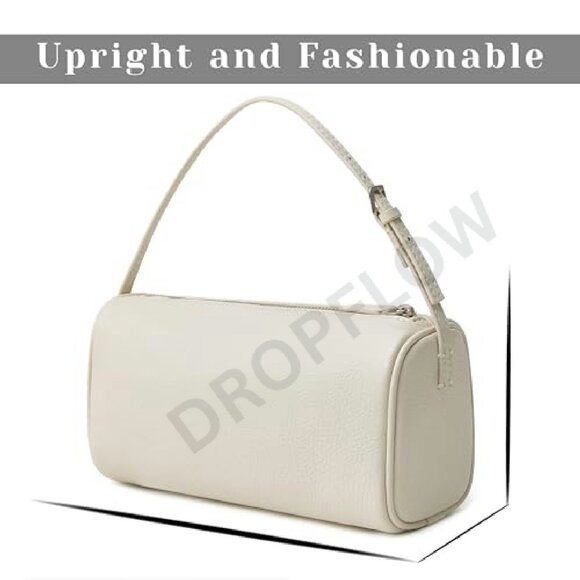 Mini Barrel Hobo Crossbody Bag Genuine Leather Elegant Chic Designer Style - Picture 5 of 8